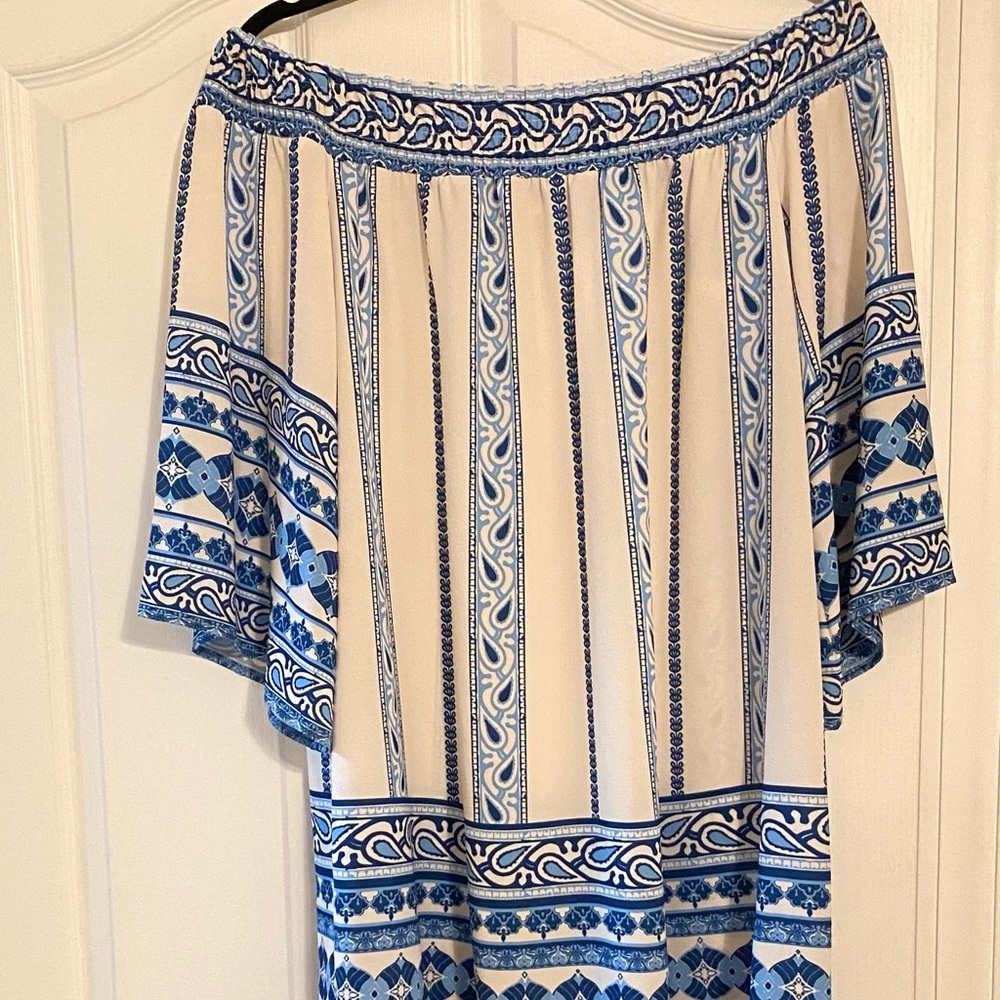 White with shades of blue dress